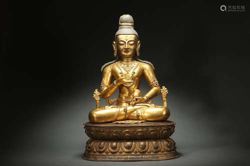 Gilt Bronze Sitting Statue of Sakyamuni