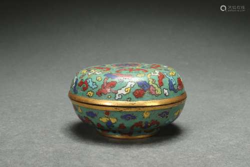 Cloisonne Covered Box, Qianlong Reign Period, Qing Dynasty