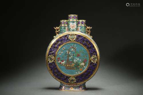 Cloisonne Enameled Moon Vase, Qianlong Reign Period, Qing Dy...