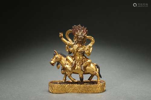 Gilt Bronze Statue of God of Wealth, Early Qing Dynasty