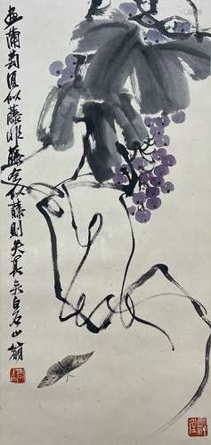 Grape and Butterflied, Hanging Scroll, Qi Baishi