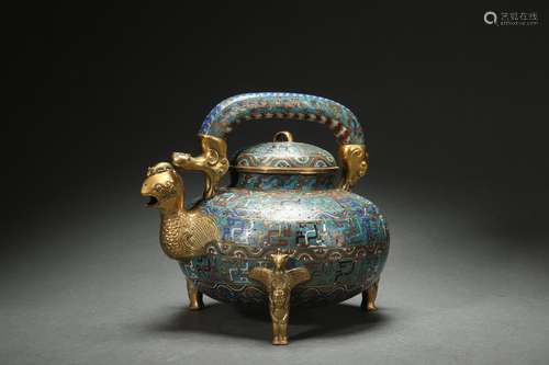 Cloisonne Gilt HE (vessel for warming wine), Qianlong Reign ...