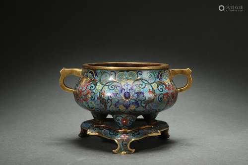 Chinese Cloisonne Sutra Censer, Qianlong Reign Period, Qing ...