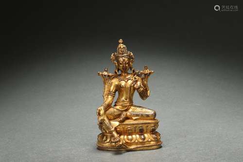 Gilt Bronze Statue of White Tara