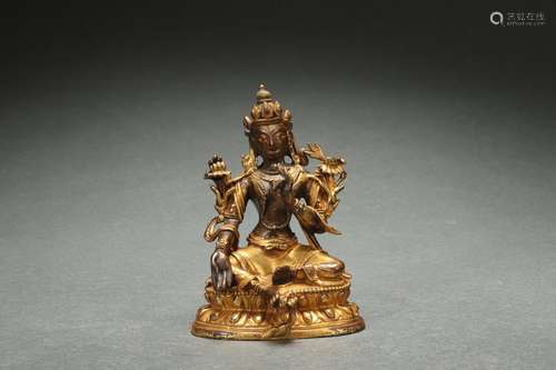 Gilt Bronze Statue of Green Tara