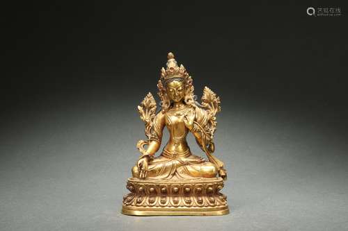 Gilt Bronze Statue of Green Tara