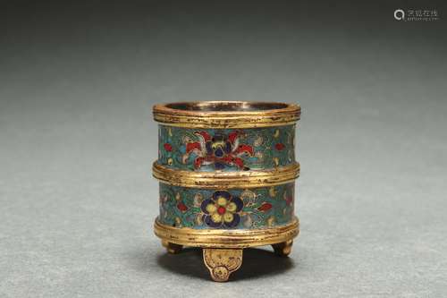 Cloisonne Tri-legged Censer with Rotated Patterns Design, Qi...