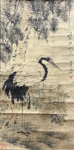 Pine and Crane, Hanging Scroll, Xu Gu