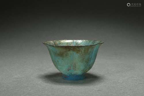 Chinese Colored Glass Bowl with Floral Design