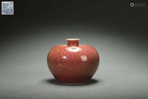 Cowpea Red Glazed Apple-shaped Zun (Vase), Qianlong Reign Pe...