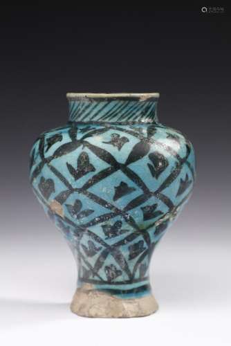 Islamic Art A small underglaze painted stonepaste vase Mesop...