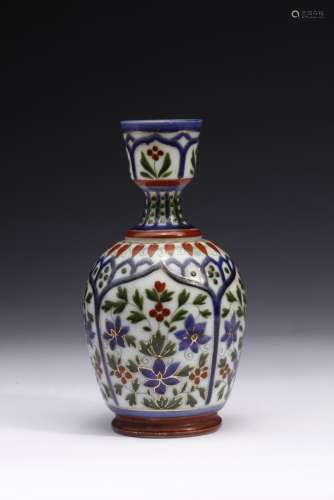 Islamic Art A Mughal gilt enamel opaline glass bottle vase I...