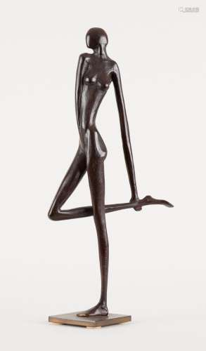 Sculpture en bronze à patine foncée: "Trots".Signé...