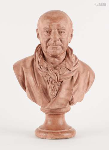 Sculpture en terre cuite: Buste masculin.Dim.: H.: 57 cm.