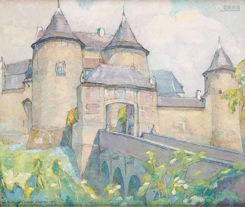 Huile sur toile: "Corroy-le-Château 1942".Titrée e...