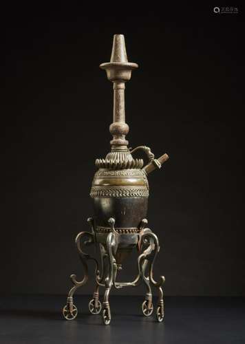 Indian Art A copper and coconut water pipe (huqqa) India, 19...