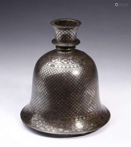 Indian Art A Bidri bell shaped huqqa base India, Deccan, ear...