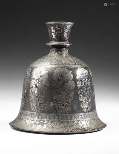 Indian Art A Bidriware bell shaped huqqa base India, 19th ce...