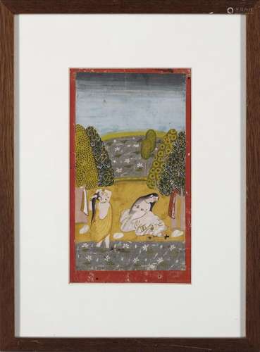 Indian Art A miniature painting depicting ladies toiletting ...