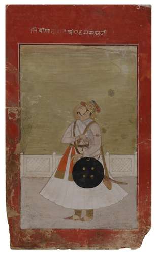 Indian Art A miniature painting portraying a standing Mahara...