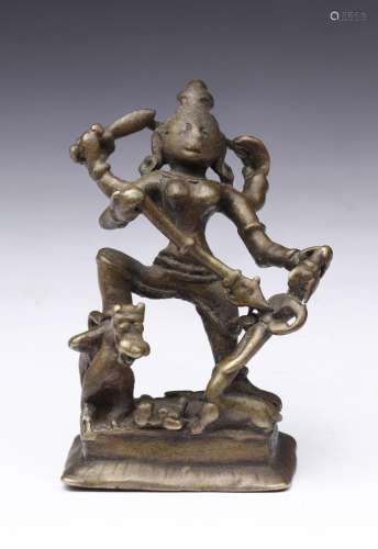 Indian Art A bronze figure of Durga slaying the demon Maisha...