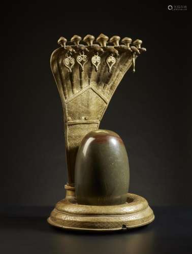 Indian Art A large Shivalinga with Nagas India, 18th-19th ce...