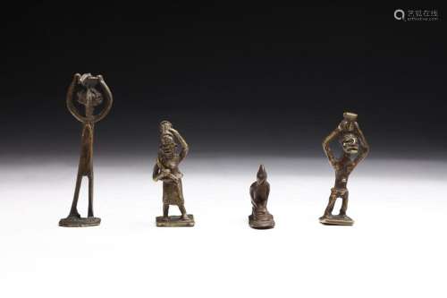 African art Four mrammou weights Akan, Ghana