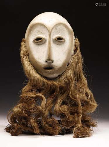 African art White Bwami mask Lega, D.R. of Congo