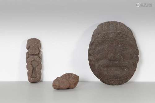 Art of the Americas Three PreColumbian stone carvings Centra...