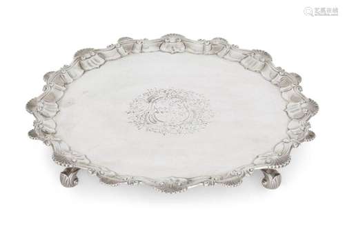 A GEORGE II SILVER SALVER, LONDON, 1753, DOROTHY SARBITT, OF...