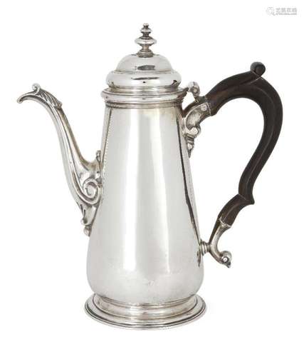 A GEORGE II SILVER COFFEE POT, LONDON, 1745, THOMAS WHIPHAM,...