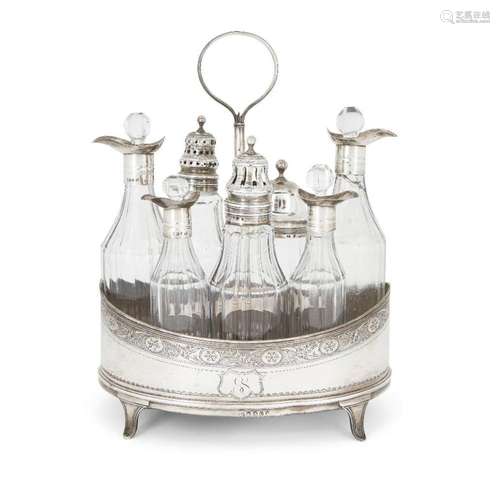 A GEORGE III SILVER CONDIMENT SET, LONDON,1795, JOSEPH SCAMM...