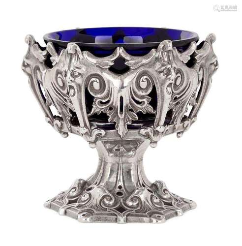 A VICTORIAN GOTHIC REVIVAL SILVER PEDESTAL SALT CELLAR, LOND...