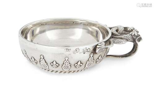 A FRENCH 18TH CENTURY SILVER WINE TASTER, PARIS, C.1760, WIT...