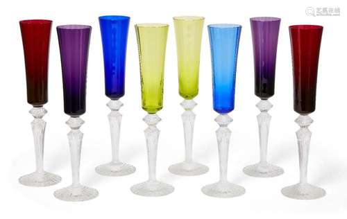 A SET OF EIGHT MODERN BACCARAT MILLE NUITS FLUTISSIMO CRYSTA...