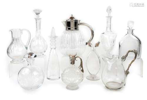 A COLLECTION OF DECANTERS, WATER JUGS AND CLARET JUGS, 19TH ...