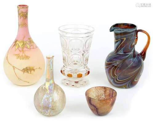 A GROUP OF GLASSWARE, 19TH CENTURY, COMPRISING: A ROMAN-STYL...