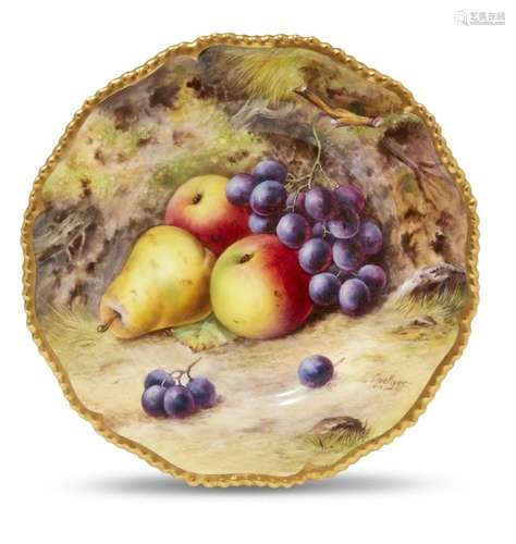 A ROYAL WORCESTER 'FALLEN FRUITS' CABINET PLATE, DAT...