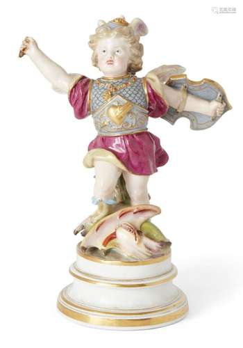 A MEISSEN MODEL OF VICTORIOUS CUPID AS ST GEORGE, LATE 19TH ...