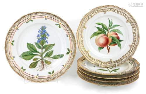 FOUR ROYAL COPENHAGEN 'FLORA DANICA' PLATES, 20TH CE...