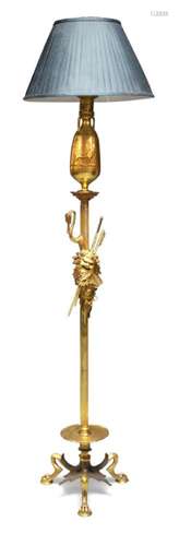 A POMPEIAN REVIVAL GILT BRONZE STANDARD LAMP, BY FARADAY &am...