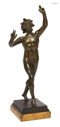 AN ITALIAN BRONZE MODEL OF THE DANCING FAUN, AFTER THE ANTIQ...