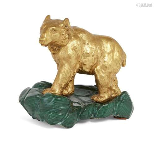 A GILT-BRONZE MODEL OF A BEAR, POSSIBLY RUSSIAN, SECOND HALF...