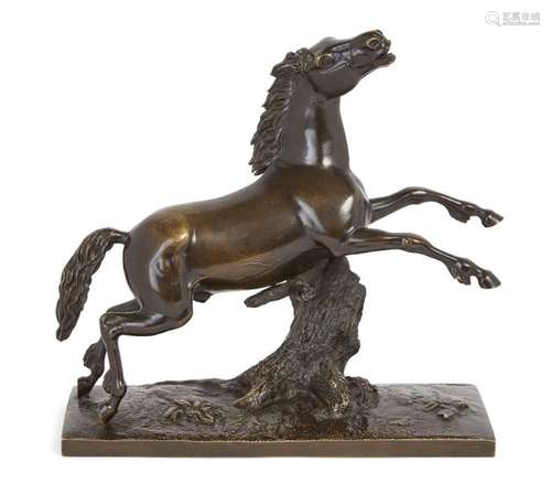 A FRENCH BRONZE MODEL OF A REARING HORSE, SECOND HALF 19TH C...