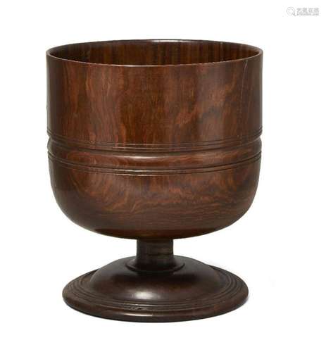 A LIGNUM VITAE WASSAIL BOWL, 19TH CENTURY, THE BODY WITH MOU...