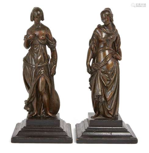 A PAIR OF CONTINENTAL BRONZE MODELS OF CLASSICAL MAIDENS, 19...