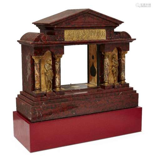 A FRENCH ROUGE GRIOTTE MARBLE MODEL OF A TEMPLE, EARLY 20TH ...