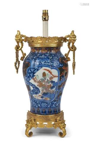 A JAPANESE IMARI VASE LAMP, 19TH CENTURY AND LATER MOUNTED, ...