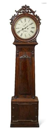 AN EARLY VICTORIAN SCOTTISH MAHOGANY LONGCASE CLOCK, WITH SC...