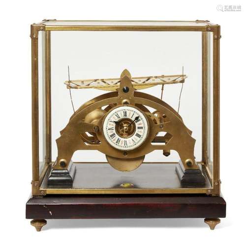 A BRASS CONGREVE TYPE ROLLING BALL CLOCK, 20TH CENTURY, WITH...